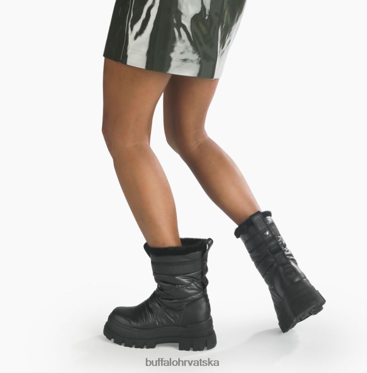 crno Buffalo aspha poplun bootie ravne veganske |čizme TDD6T483